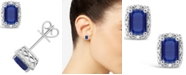 Macy's Sapphire (1-1/3 ct. t.w.) and Diamond Accent Stud Earrings in Sterling Silver